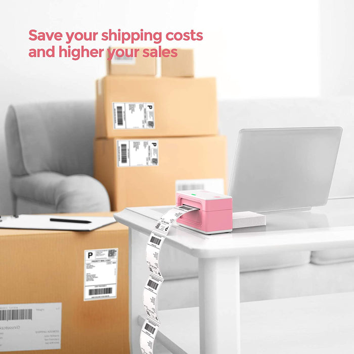 MUNBYN® 4"x6" Pink Thermal Shipping Label Printer Starter Kit
