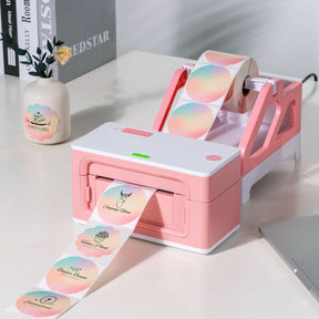 Print beautiful flower-shaped stickers with a pink MUNBYN thermal printer.