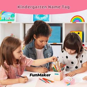 MUNBYN Pink penguin Wireless Pocket Thermal Label Printer can be used to create kindergarten name tags.