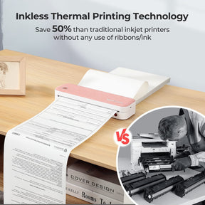 MUNBYN inkless A4 portable printer eliminates the need for expensive ink or toner cartridges.