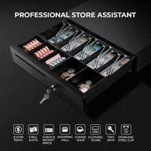 Black Cash Register Drawer Box, 16" Wide Cash Drawer Register with Removable Coin Tray, 5 Bill/5 Coin, RJ11/RJ12 Interface Works Compatible Epson POS, Money Box Cash Register Till Tray
