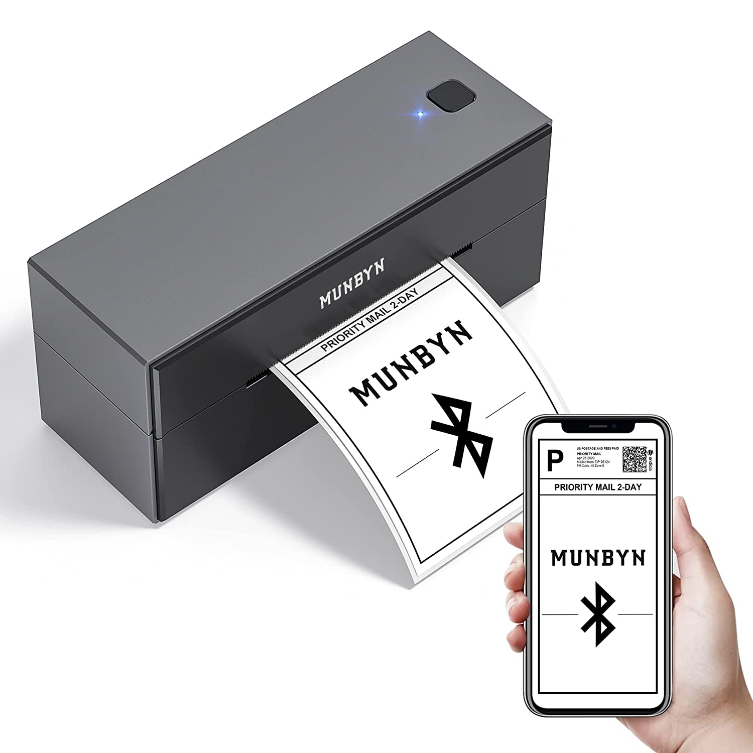 MUNBYN P129 black wireless Bluetooth thermal label printer