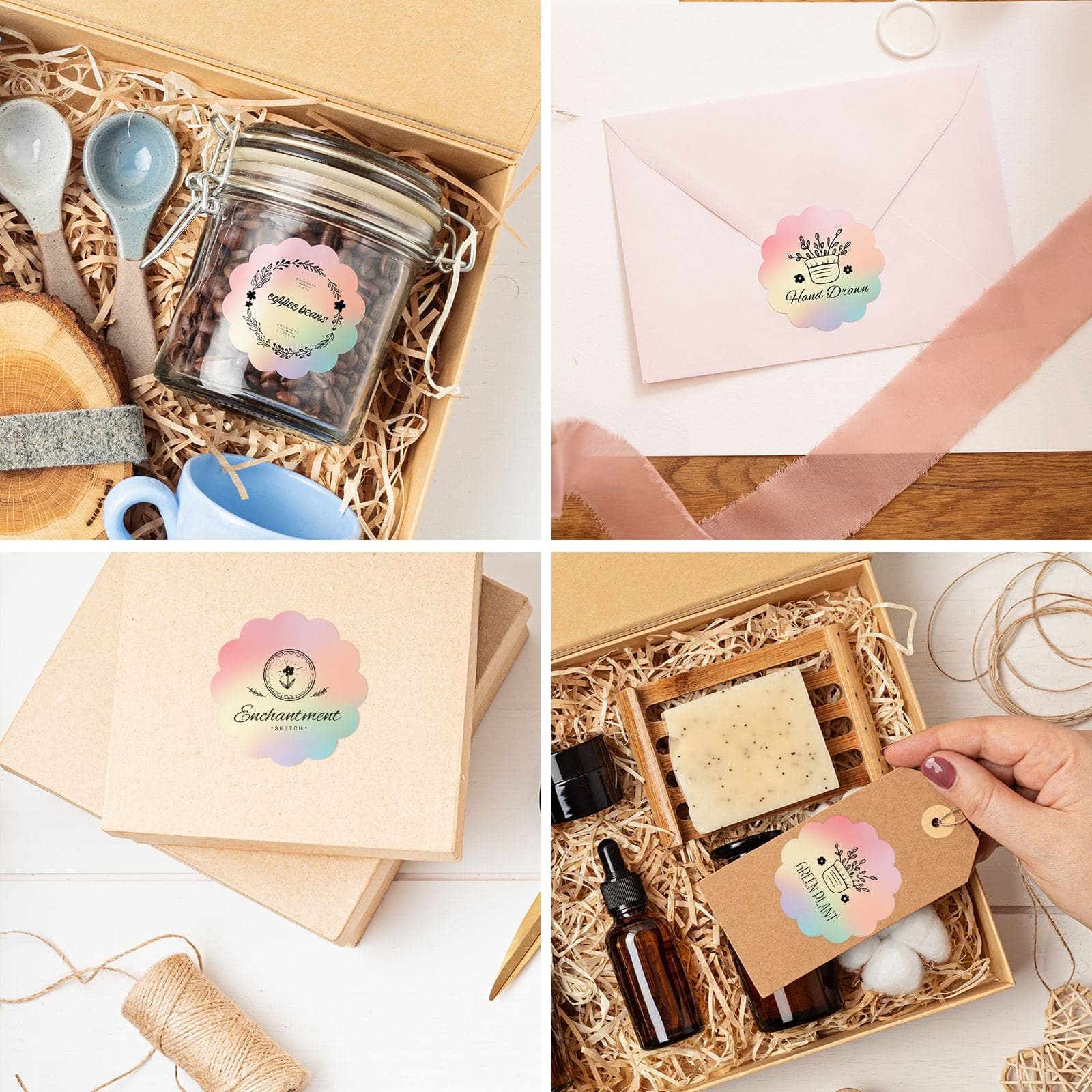 Apply MUNBYN beautiful flower-shaped stickers to glass jars, packages, envelopes, and tags.