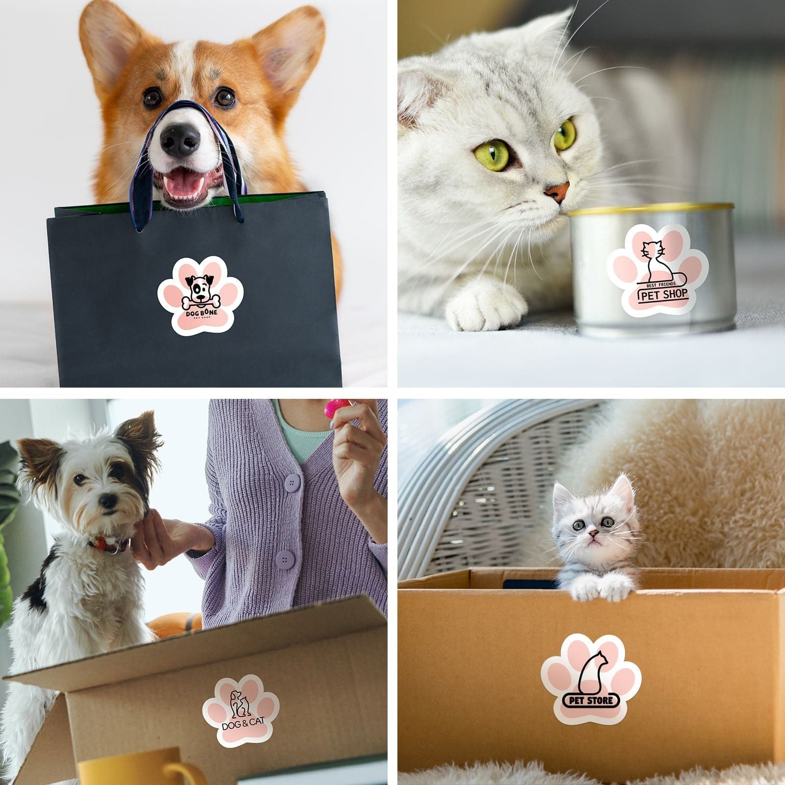 Create personalized paw print stickers for pet products.