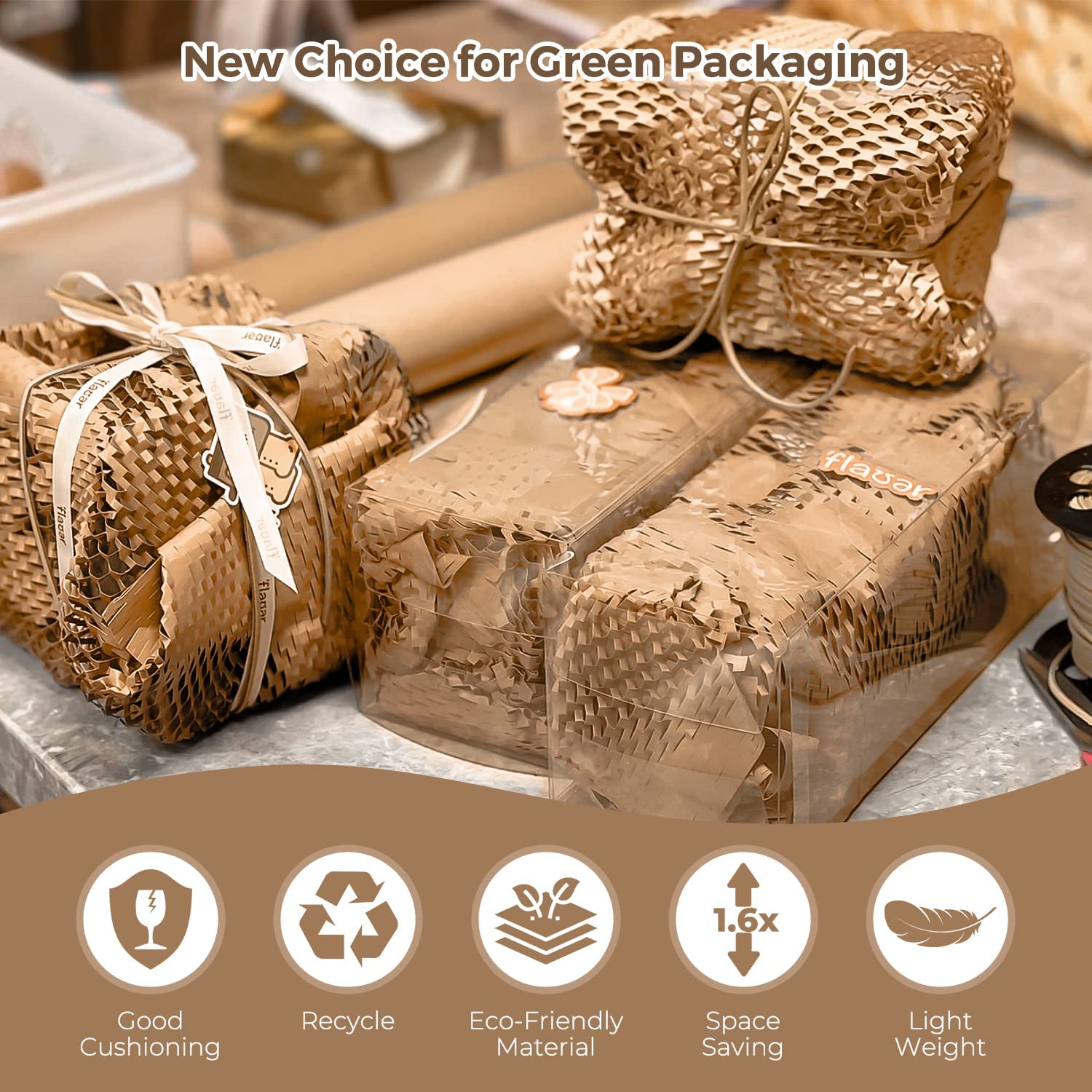 Honeycomb Packaging Paper, 15 x 135' Packing Paper Recyclable Moving  Supplies Bubble Cushion Wrapping Paper for Packing Moving Shipping  Protective