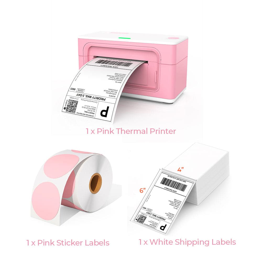 MUNBYN® 4&quot;x6&quot; Pink Shipping Label Printer Starter Kit – MUNBYN