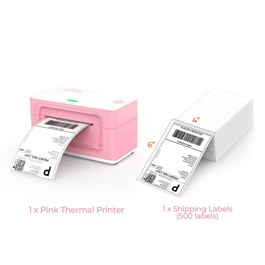 MUNBYN® 4"x6" Pink Thermal Shipping Label Printer Starter Kit