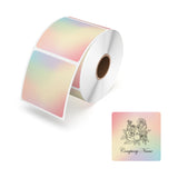Two-inch rainbow labels printed on MUNBYN label printer paper, showcasing colorful adhesive labels for organization or branding.