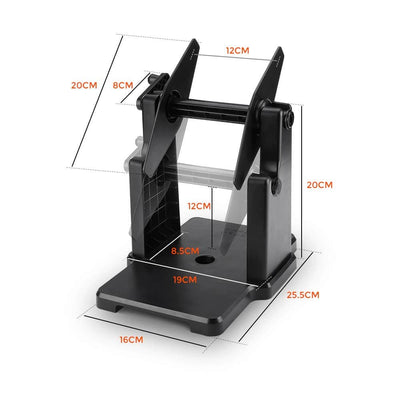 Black MUNBYN 941ST label holder for label printer accessories, showing a durable plastic clip with printed labels.