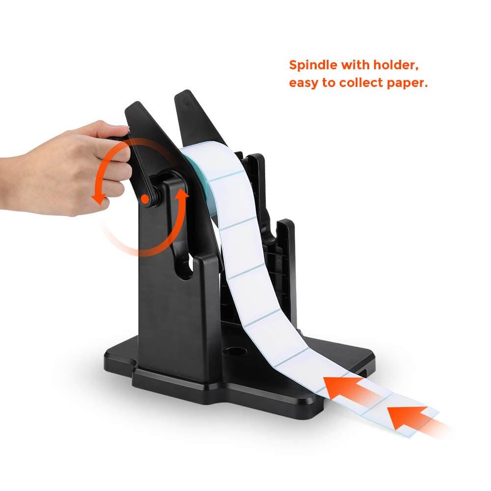 MUNBYN 2-in-1 label holder has a spindle, making it easier to collect paper.