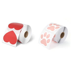 heart Thermal Sticker Labels, Pet Paw Thermal Sticker Labels
