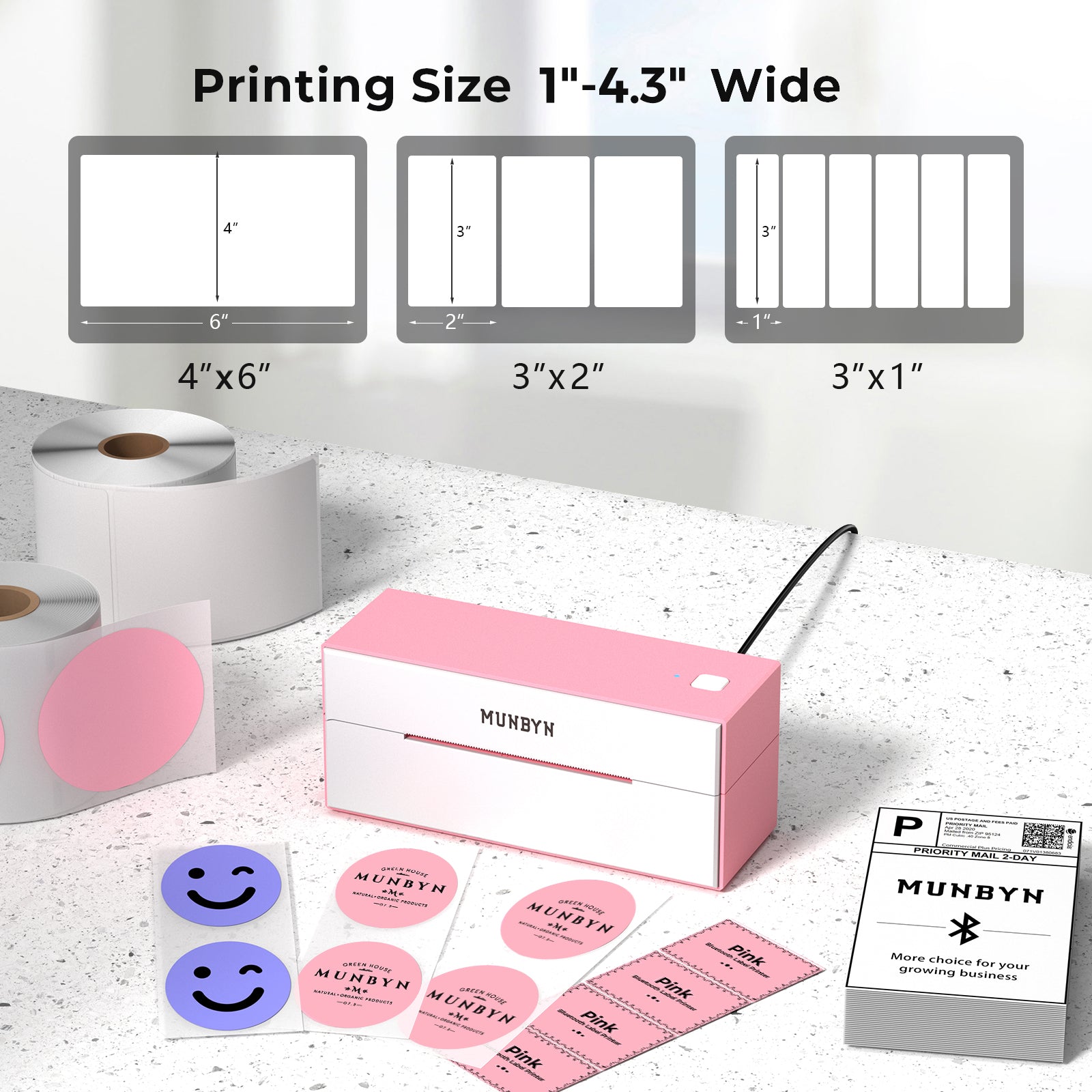 Wireless Bluetooth Thermal Label Printer ITPP129 Starter Kit | Pink